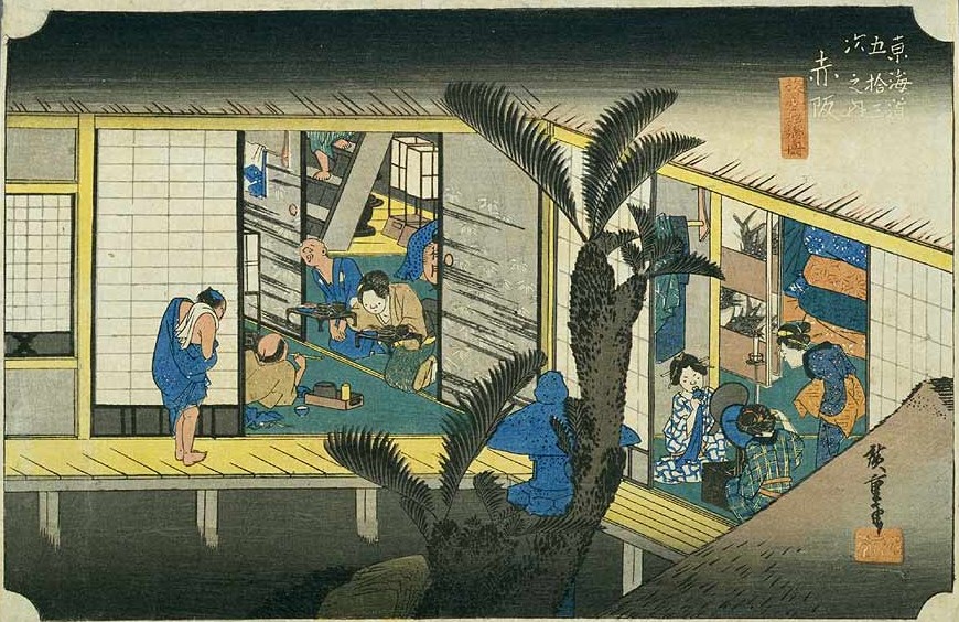 36. Akasaka — Les hôtesses de l'auberge (Ryosha shôfu no zu)